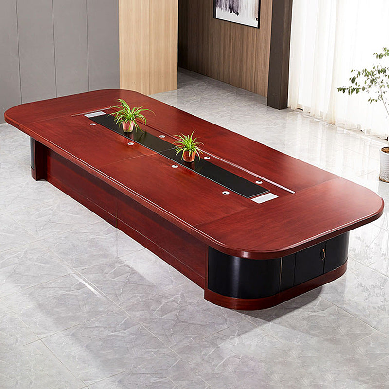 Saint li paint conference table with solid wood veneer, large oval negotiation table and chair set for corporations