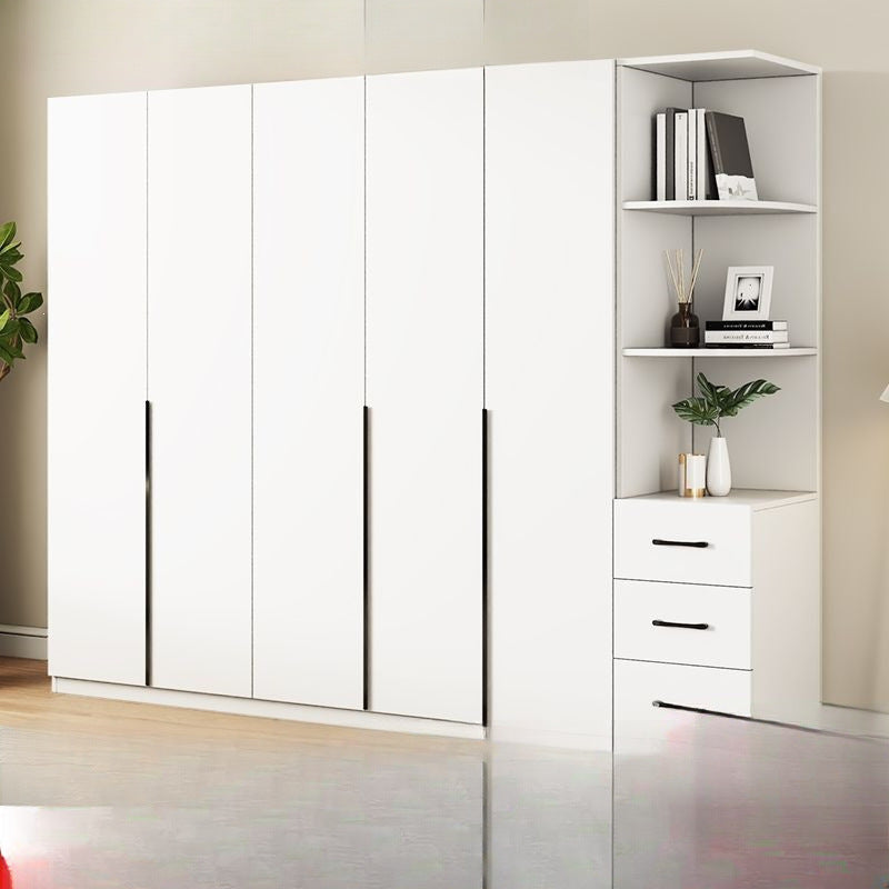 Solid wood wardrobe bedroom for home rental room casual small apartment cabinet simple four-door storage cabinet large wardrobe