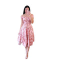 fashion cross-border   one-shoulder asymmetrical off-shoulder short-sleeve digital print dress