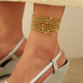 Wholesale foot jewelry: european & american cross-border fashion, minimalist beaded beach style layered anklet set - 9 piece women's set