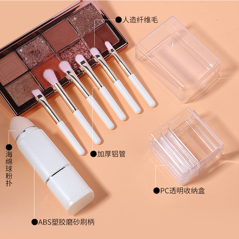 New 8-in-1 square makeup brush set - mini travel size, portable, retractable blush brush, eyeshadow brush, and makeup brush set