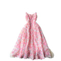 High-end evening gown for women: exquisite rose embellishments, cinched waist, and spaghetti straps - perfect for dinner parties and special occasions
