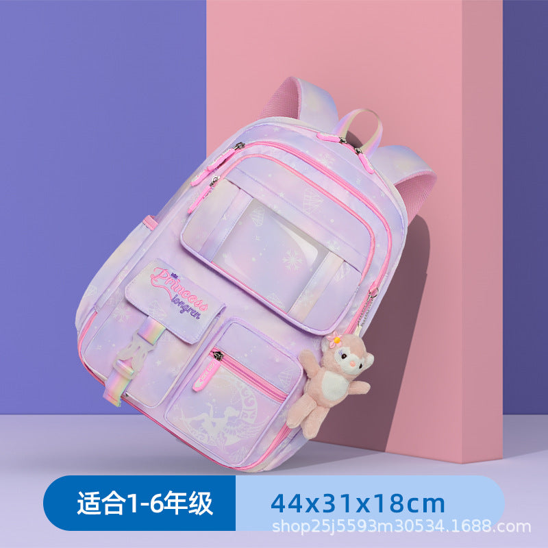 New high-value primary and secondary school schoolbag for girls, light children's backpack for girls in grades 3 to 6