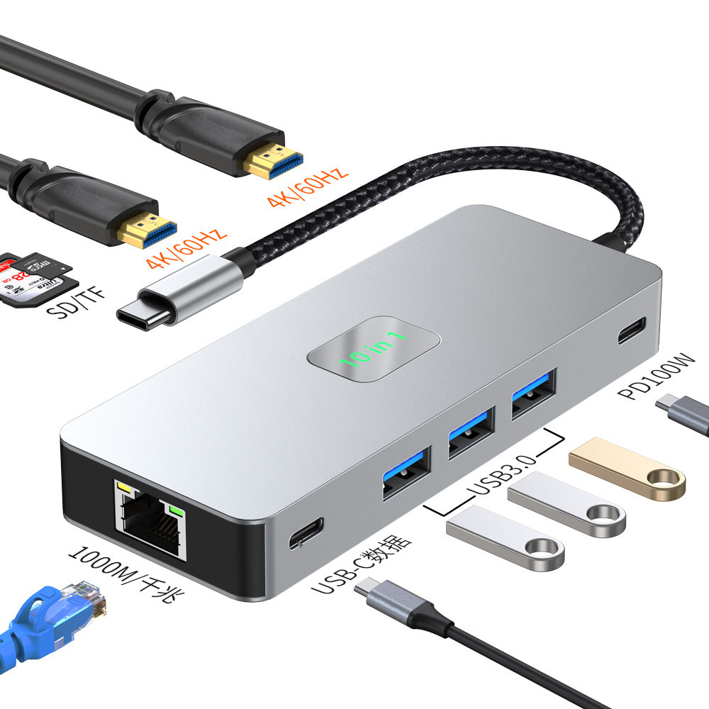 multi-screen mst displaylink three-display dual high-definition gigabit network card type-c usb3.2 docking station