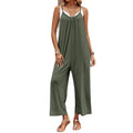 summer european and american style women's solid color cami jumpsuit - flowy, loose fit, wide leg with double side pockets