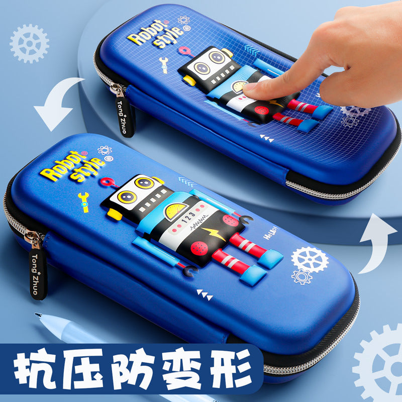 Pencil bag Large capacity Primary school students Cartoon boy Kindergarten stationery box High value ins Niche pencil bag Cross-border