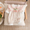 Baby clothes spring and autumn newborn baby girl one-piece double layer outing cute princess hundred days outwearwinter rompers