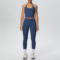 Strappy tank top high-waisted butt-lifting tight yoga set - quick-dry activewear for outdoor leisure, running, and fitness