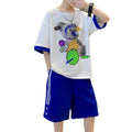 Boys' summer outfit set:  new summer collection for mid-to-large children - lightweight, cool, and trendy sportswear for boys