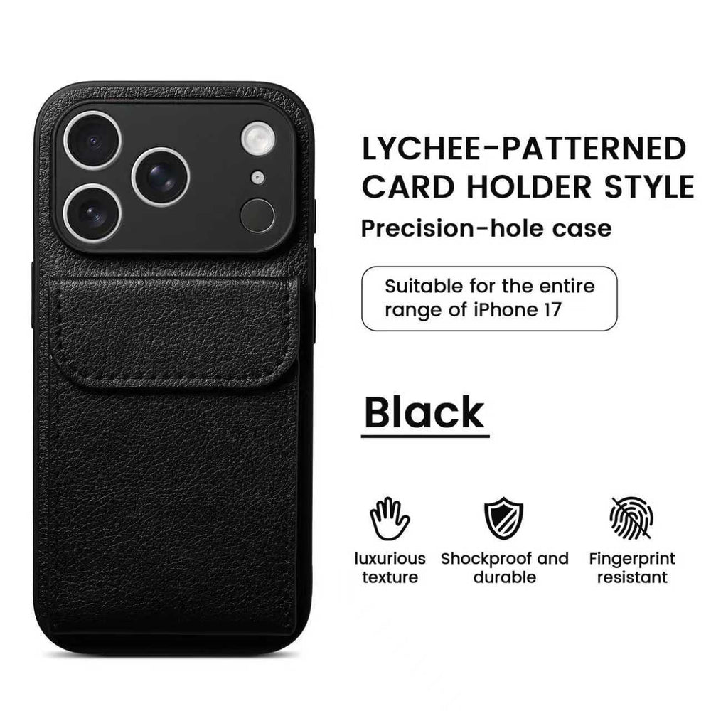 iphone 17 pro max leather case card holder phone case apple 16 vegan leather matte anti-drop protective cover