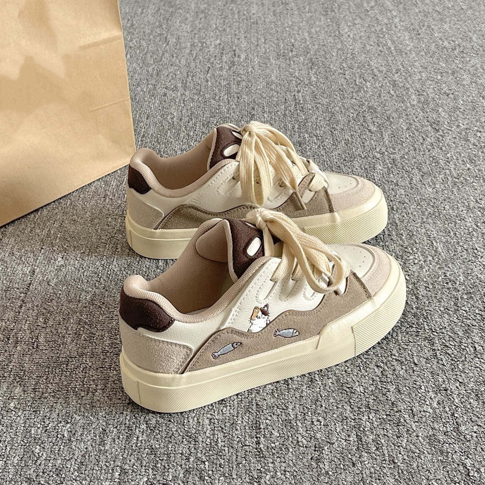 Retrocasual sneakers for women 2026 springthick sole sports white shoesnew arrivaleasiest for matchniche style bread shoes