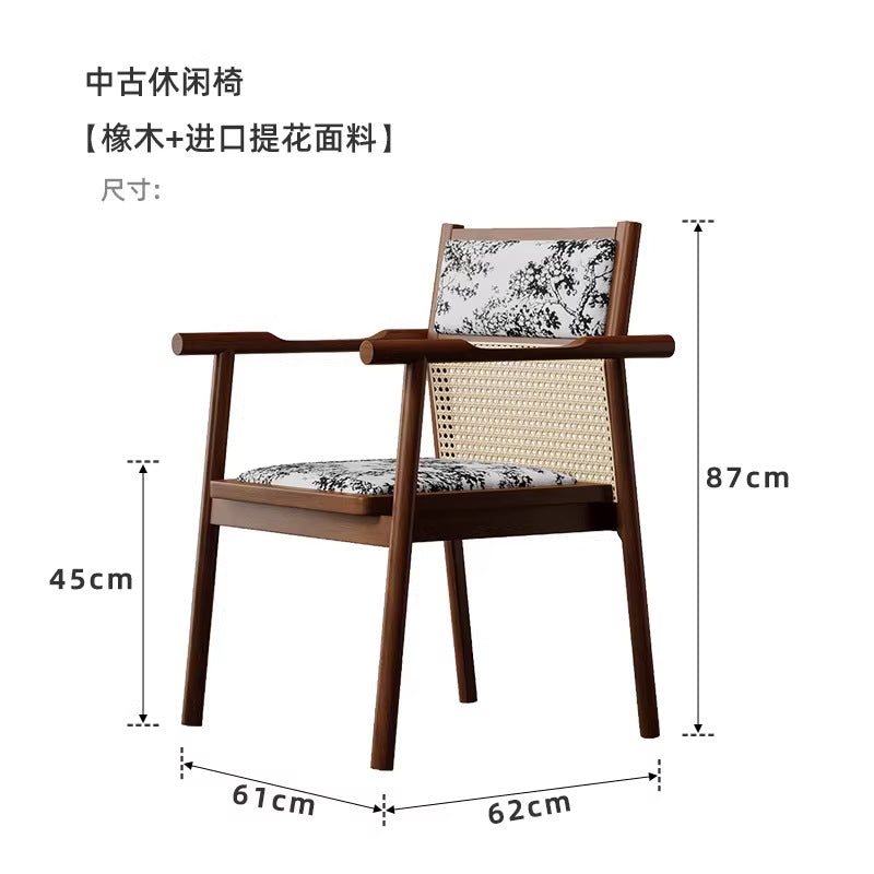 Second-hand style solid wood single chair dining chair desk chair living room balcony casual armchair tea table host chair
