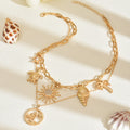 Wholesale european and american beach accessories, starfish and shell necklaces, accessible luxury niche sun pendant stacking collarbone necklaces for women