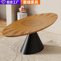 Source factory personalized wholesale medieval style high-end oval dining table for home round table dining table oak color rounded table
