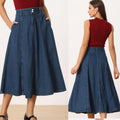 Fashion dark blue skirt for women new arrivalexport hot-selling large swing fashion denim skirt washed denim skirt