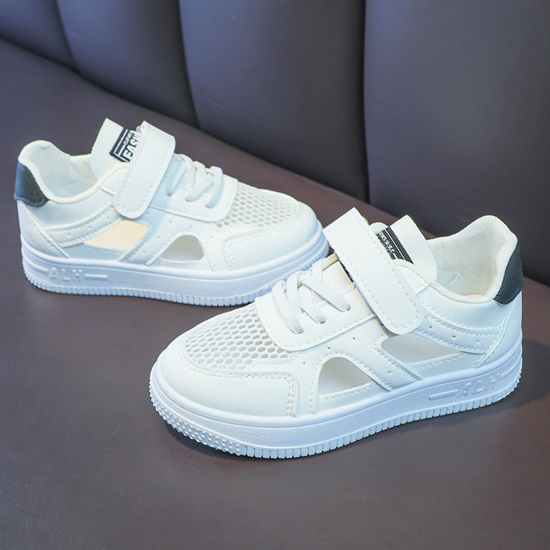 Children's mesh shoes 2025 summer new girls thin shoes breathable single mesh shoes low-top boys white shoes