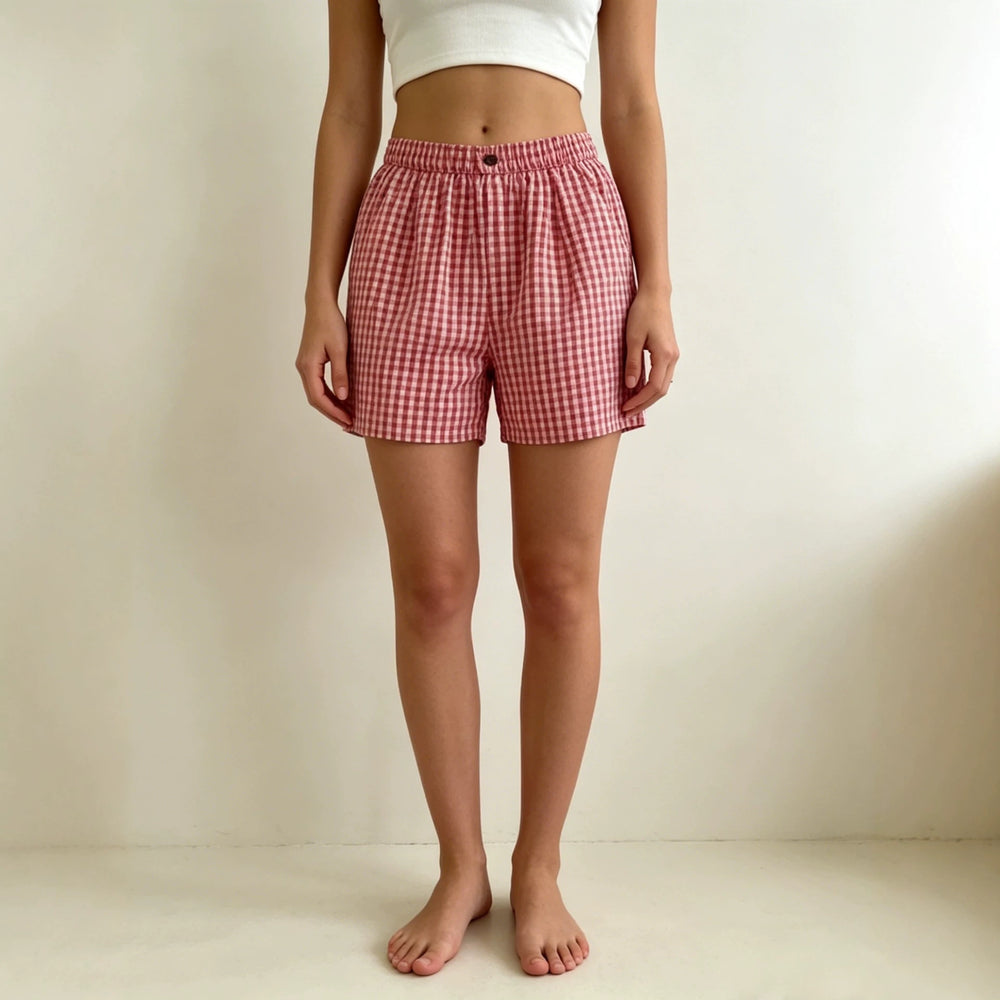 european and american export cross-border slim-fit spicy girl low-rise casual home plaid shorts