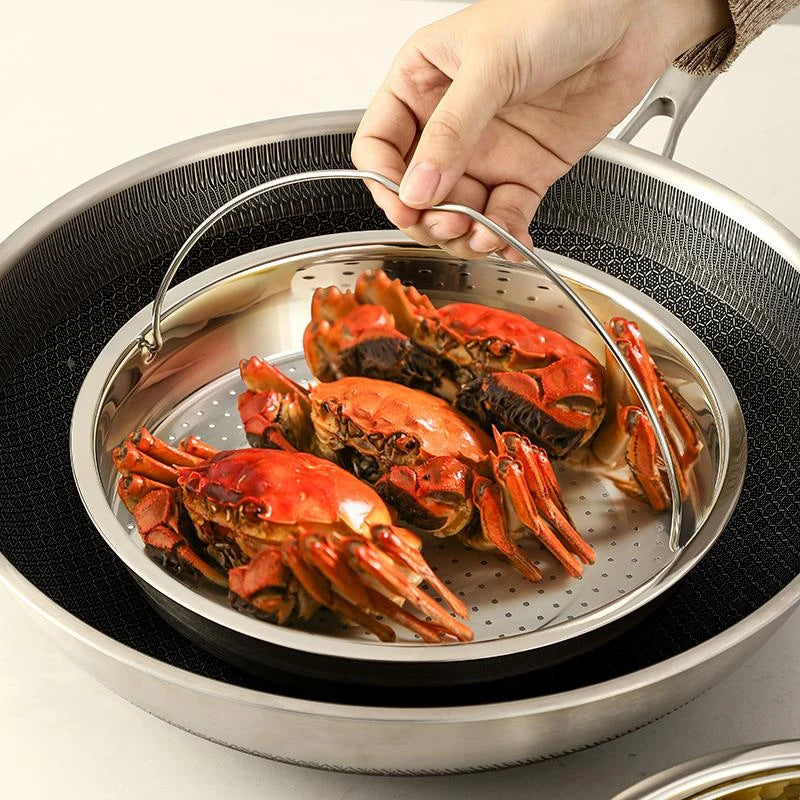 New 316 stainless steel double handle steaming tray - multi-purpose steamer insert for home kitchen rice cookers - wholesale
