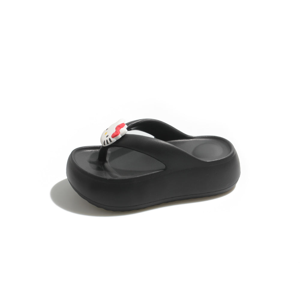 Flip-flops cute cartoon kitty outer fashion beach shoes neutral hong kong style popular flip-flops non-slipthick sole slippers