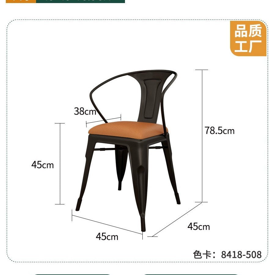 Cafe square table square wrought iron solid wood dining table commercial staff restaurant snack bar table and chair combination 1016