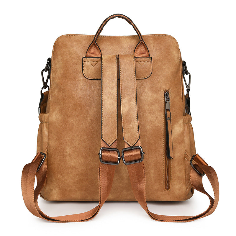 New retro bag women's large-capacity backpack multi-functional women's backpack PUbags women's bag set wholesale