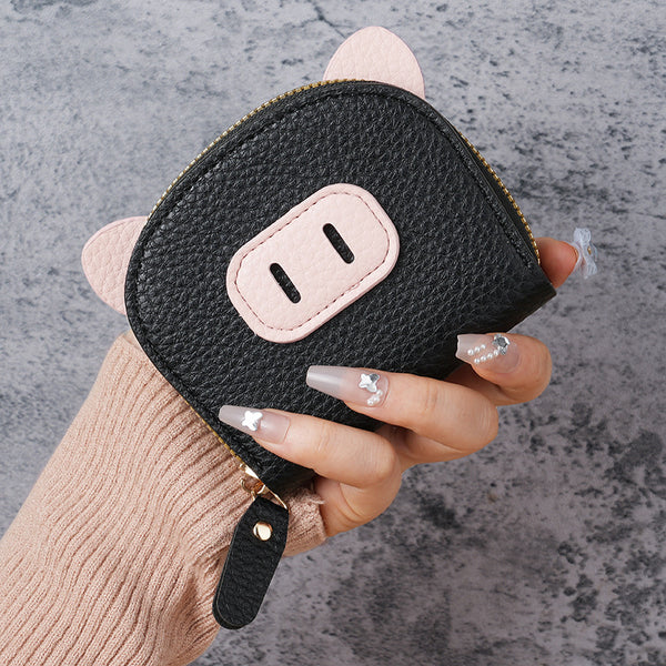 New Internet celebrity organ card bag female light student pig zipper multi-card holder soft leather card holder change bag