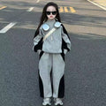 Kids' korean style pants  new color block two-piece set for girls, casual sports sweatpants, spring and autumn fashion (mid-to-large children)