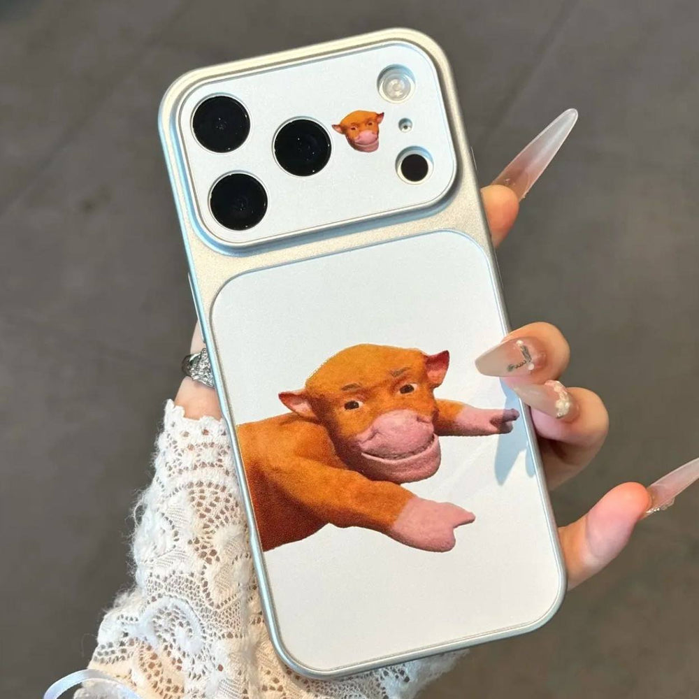 Confused cow funny emoji stickers for apple 17 pro, personalized phone case, lying cow ip18 soft case