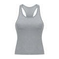 Ready-to-ship yoga outfit: stylish racerback yoga tank top with built-in bra pads for women - perfect for running, fitness, and workouts (model dt140)