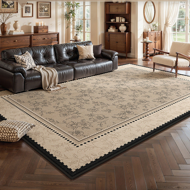 Carpet living room french retro medieval style ice silk mat carpet no-wash and wipeable sofa coffee table floor mat