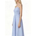 cross-border fashion blue and white striped summer new bandeau cami dress