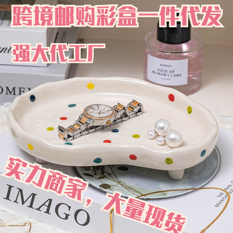 Scandinavian ins tall tray jewelry storage ornaments photo props plate entrance storage high-looking stylish plate