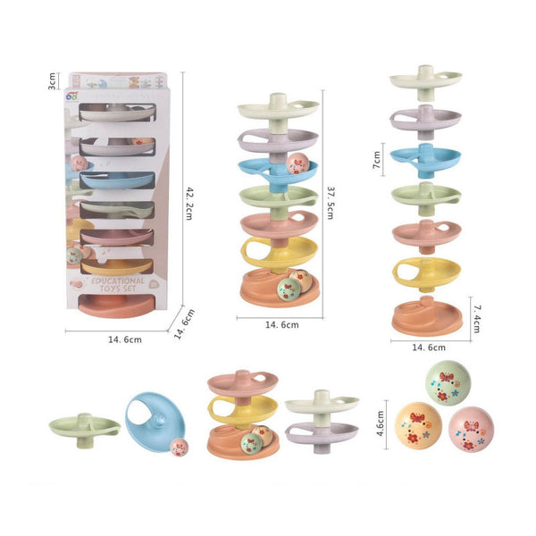 Cross-border export children's infant enlightenment straw material 7-layer track rolling ball stacking music bathroom water toy