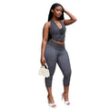 European and american style export sporty streetwear women's polka dot print pants set - halter top and skinny leggings two-piece outfit