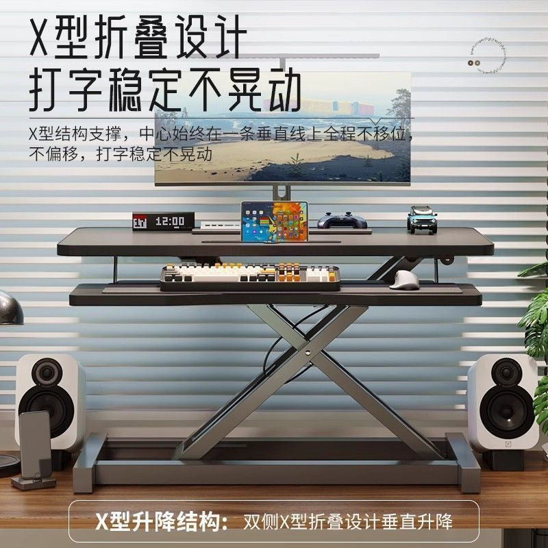 Adjustable height laptop desk with monitor stand for office workstation