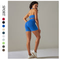 new arrival yoga wear seamless knitting peach butt high waist body shaping shorts fitness beautiful back sports bra suit
