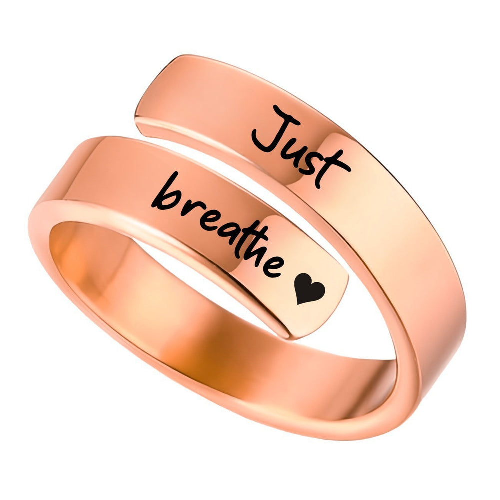 Amazon new jewelry casual blackened just breathe heart women's open adjustable ring