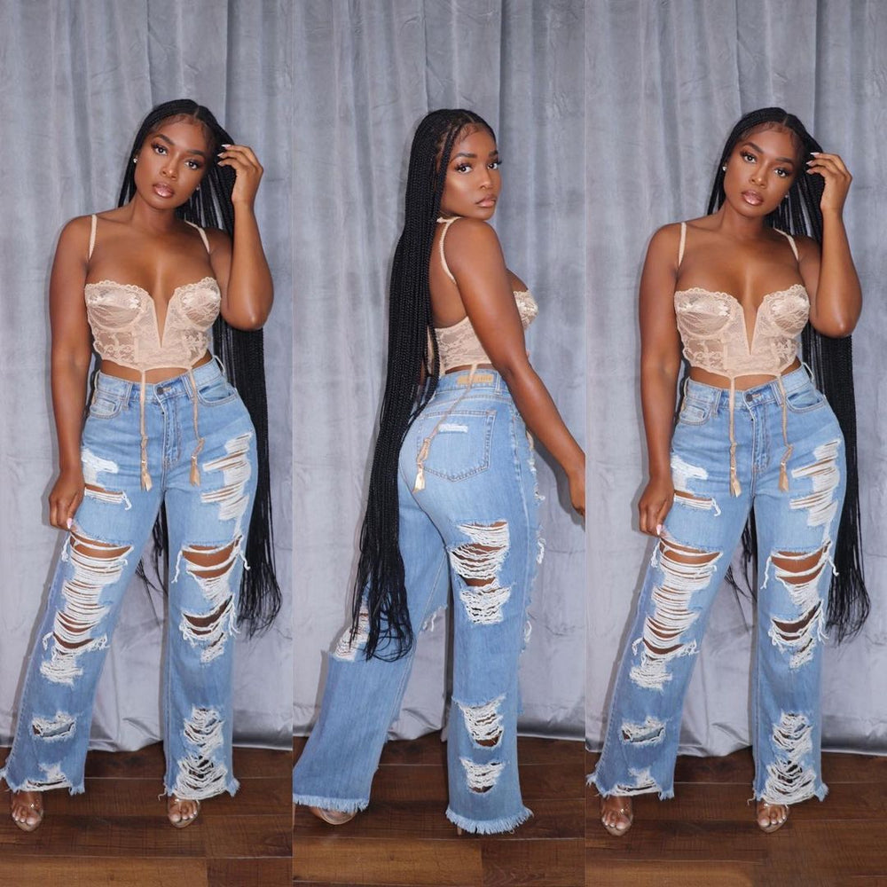 Ol6081 new arrival   european and american sexy fashion burnout distressed jeans women's
