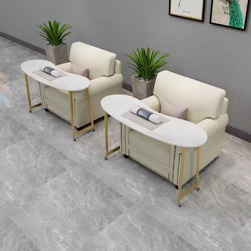 Removable manicure table Single-layer Japanese manicure sofa table with wheels Modern simple marble manicure table