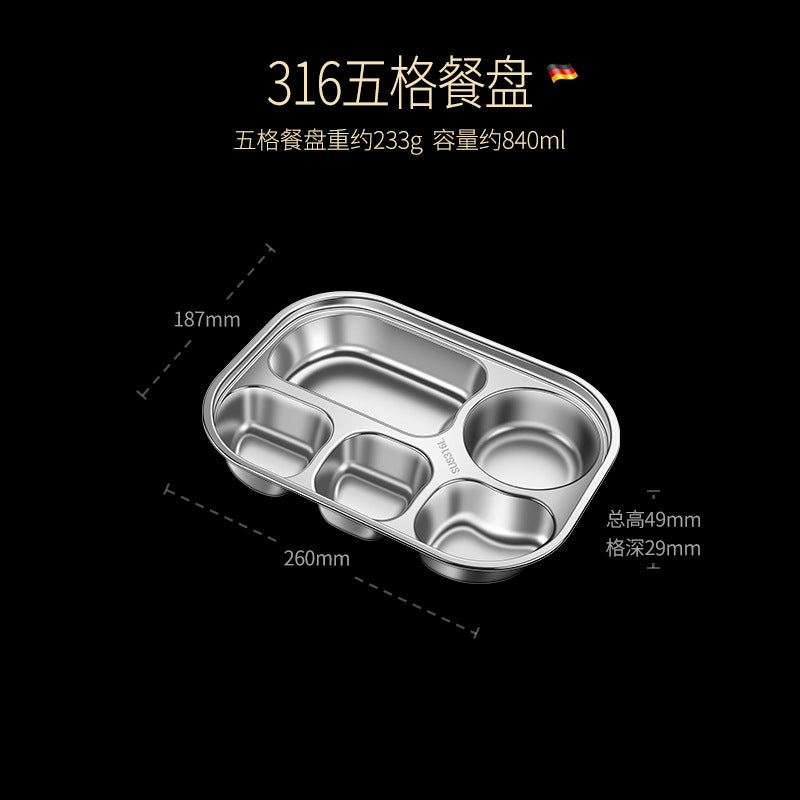 316 stainless steel lunch box food grade office worker sealed leak-proof bento box canteen portable divided lunch box set