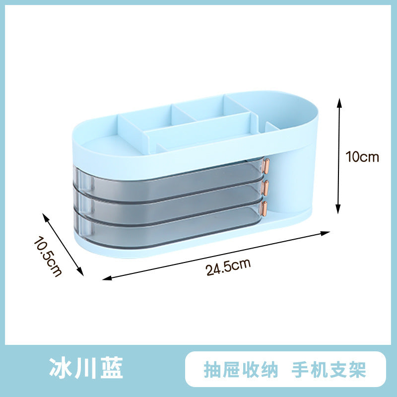 Liheng transparent desktop storage box rotatable desk pen holder plastic mini storage box cosmetic storage large