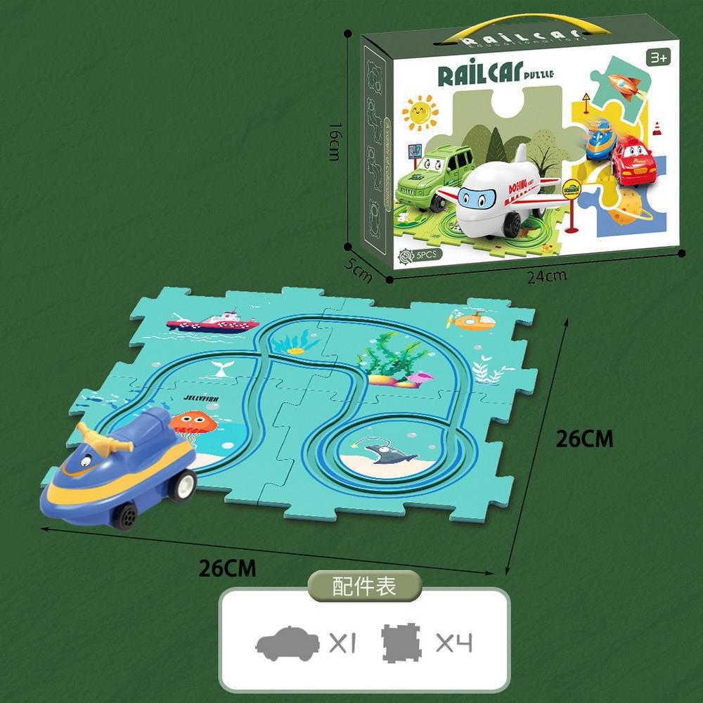 puzzle track car diy free assemble multi-scene map track electric car kids educational toy