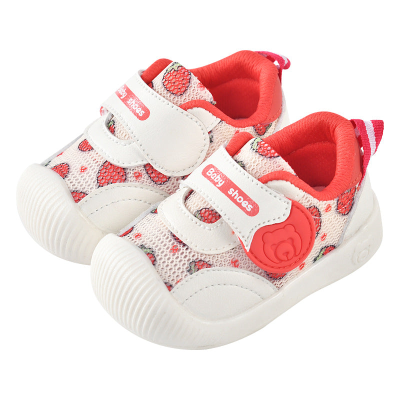 Baby sandals for girls, summer first walker shoes, 0-1-2 years old infant anti-slip soft sole mesh shoes for babies and toddlers, boys' shoes
