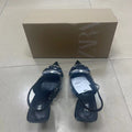 Za2024 summer new square buckle decorated stiletto sandals - black pointed toe back strap casual everyday sandals