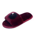 2024 new fuzzy slippers for women - wholesale direct from manufacturer, korean style one-strap slides, perfect for home or outdoor wear, pearl embellished flat fuzzy slippers