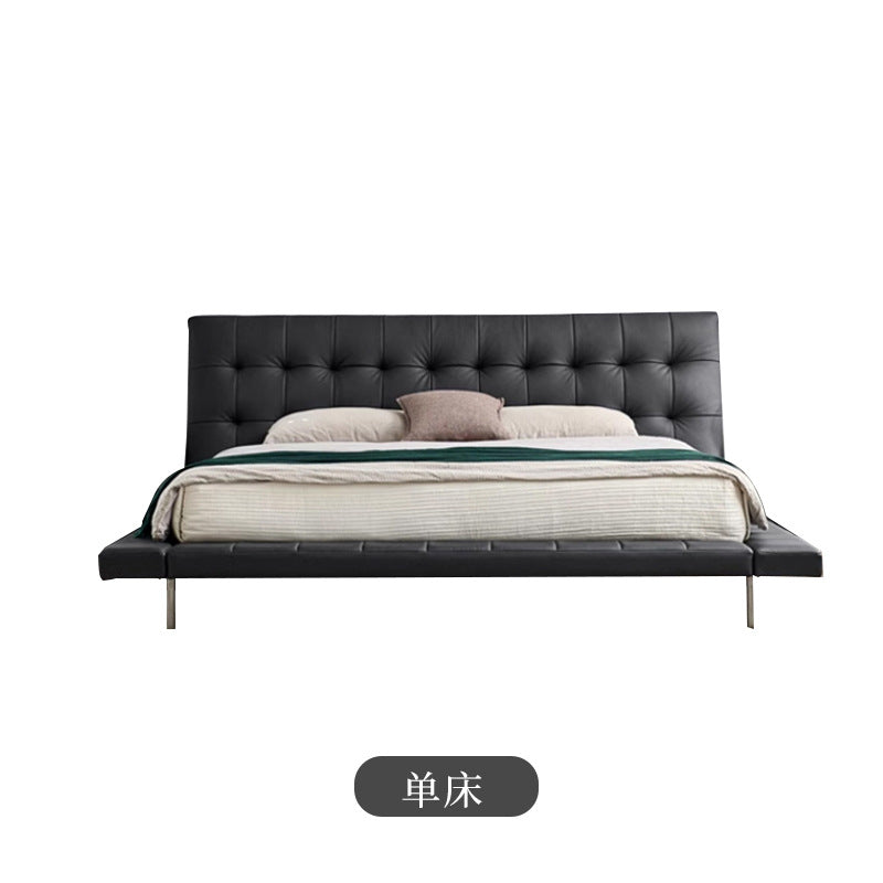 Onda bed italian normcore genuine leather bed house large flat designer 2* 2m master bedroom double bed double bed black