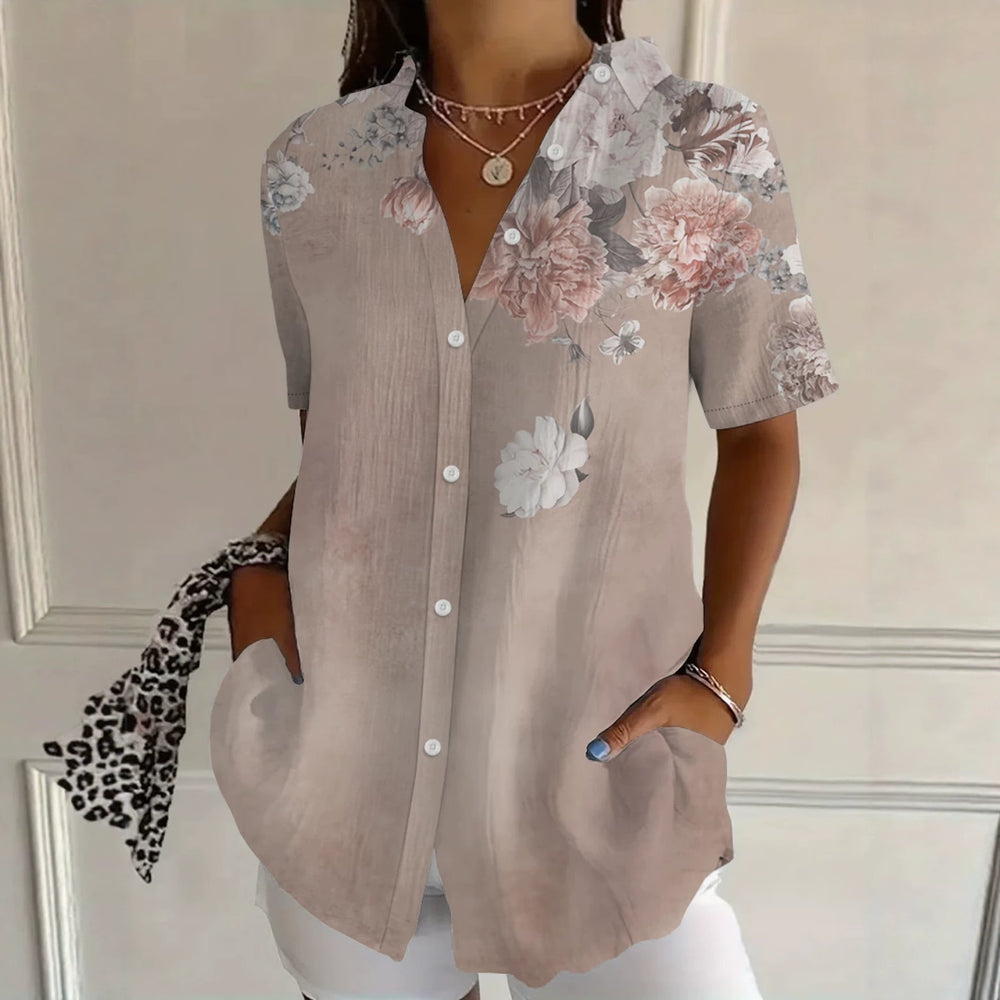 wholesale women's short-sleeved shirts, trendy shirt with hot-selling cross-border print designs, dropshipping available