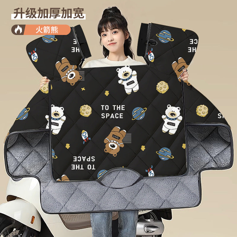 Electric vehicle battery car windshield quilt fleece-linedthickened plus size winter motorcycle cover waterproof cold cover waterproofthickened
