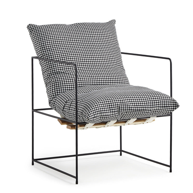 Scandinavian simple lazy sofa fabric iron single lounge chair lunch break accessible luxury reading casual chair bedroom office