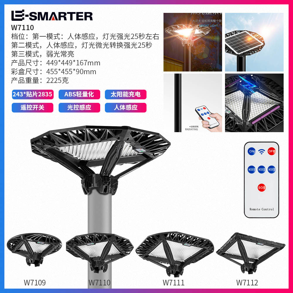 Cross-border solar street lights, human body induction, automatic power storage, road lighting, image beautification, stigma lights, lighting lights